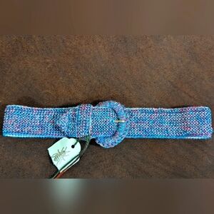 Vintage 80s Stretch Belt OS Blue Red Like New Big Buckle ✨ 2 /$15 ✨